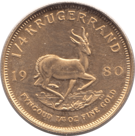 1980 GOLD KRUGERRAND QUARTER OUNCE ( UNC ) SOUTH AFRICA - Gold World Coins - Cambridgeshire Coins