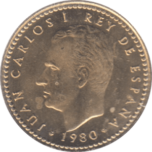 1980 SPAIN ONE PESETAS ( UNC ) - WORLD COINS - Cambridgeshire Coins