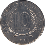 1981 10 DOLLARS CARIBBEAN STATES - WORLD COINS - Cambridgeshire Coins