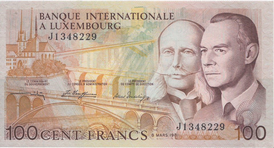 1981 100 FRANCS BANKNOTE LUXEMBURG REF 881 - World Banknotes - Cambridgeshire Coins