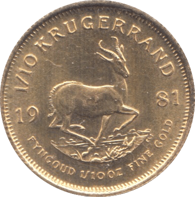 1981 GOLD KRUGERRAND 1/10TH OUNCE ( UNC ) SOUTH AFRICA FIRST YEAR OF ISSUE - Gold World Coins - Cambridgeshire Coins