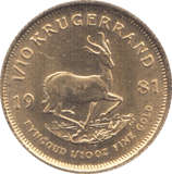 1981 GOLD KRUGERRAND 1/10TH OUNCE ( UNC ) SOUTH AFRICA FIRST YEAR OF ISSUE - Gold World Coins - Cambridgeshire Coins