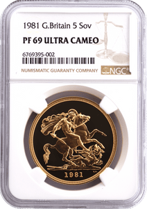 1981 GOLD PROOF £5 SOVEREIGN (NGC) PF 69 ULTRA CAMEO - NGC CERTIFIED COINS - Cambridgeshire Coins