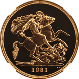 1981 GOLD PROOF £5 SOVEREIGN (NGC) PF 69 ULTRA CAMEO - NGC CERTIFIED COINS - Cambridgeshire Coins