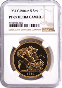 1981 GOLD PROOF £5 SOVEREIGN (NGC) PF 69 ULTRA CAMEO - NGC CERTIFIED COINS - Cambridgeshire Coins