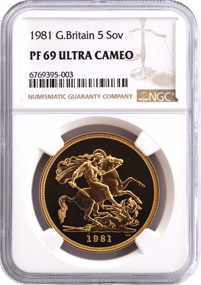 1981 GOLD PROOF £5 SOVEREIGN (NGC) PF 69 ULTRA CAMEO - NGC CERTIFIED COINS - Cambridgeshire Coins