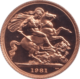 1981 GOLD SOVEREIGN ( PROOF ) 1 - Sovereign - Cambridgeshire Coins