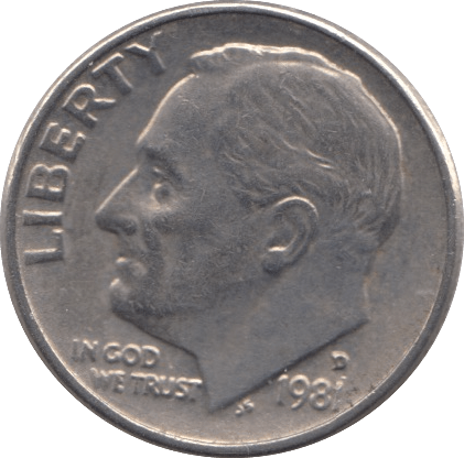 1981 ONE DIME USA - SILVER WORLD COINS - Cambridgeshire Coins