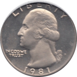 1981 QUARTER DOLLAR USA ( UNC ) S - WORLD COINS - Cambridgeshire Coins