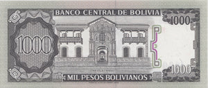 1982 1000 BOLIVIANOS BANKNOTE BOLIVIA REF 613 - World Banknotes - Cambridgeshire Coins