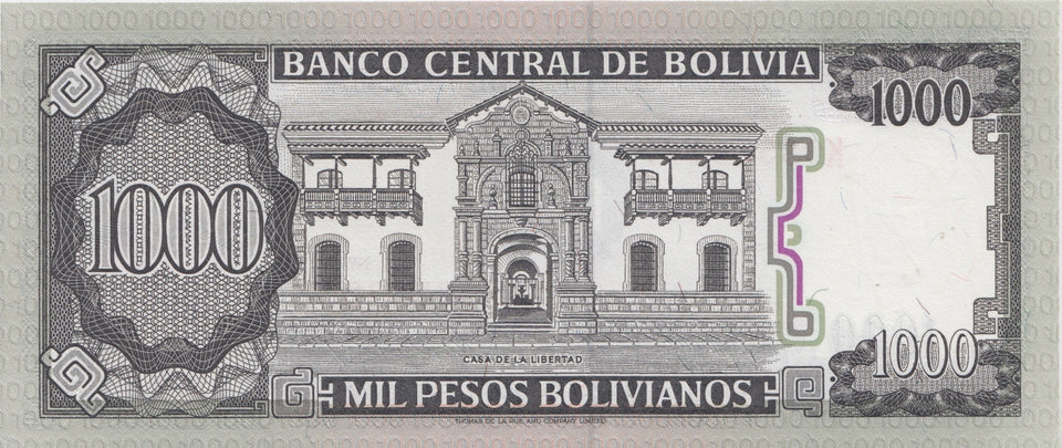 1982 1000 BOLIVIANOS BANKNOTE BOLIVIA REF 613 - World Banknotes - Cambridgeshire Coins