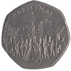 1982 CHRISTMAS 50P CHRISTMAS TREE ISLE OF MAN - 50P CHRISTMAS COINS - Cambridgeshire Coins