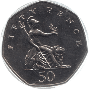 1982 FIFTY PENCE 50P BRILLIANT UNCIRCULATED BRITANNIA BU - 50p BU - Cambridgeshire Coins