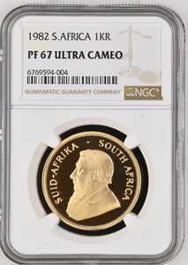 1982 GOLD PROOF KRUGERRAND NGC 67 ULTRA CAMEO - NGC CERTIFIED COINS - Cambridgeshire Coins