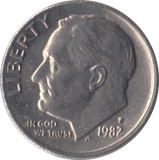 1982 ONE DIME USA PHILADELPHIA MINT - SILVER WORLD COINS - Cambridgeshire Coins