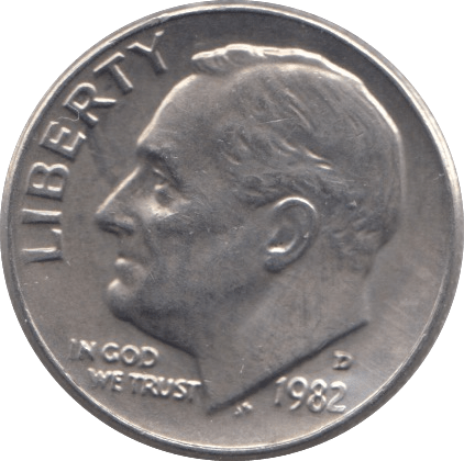 1982 ONE DIME USA - SILVER WORLD COINS - Cambridgeshire Coins