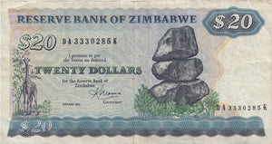 1983 20 DOLLARS BANKNOTE ZIMBABWE REF 1034 - World Banknotes - Cambridgeshire Coins