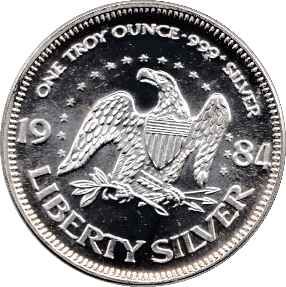 1984 A-MARK TROY OUNCE SILVER LIFE LIBERTY HAPPINESS USA REF 2 - SILVER WORLD COINS - Cambridgeshire Coins