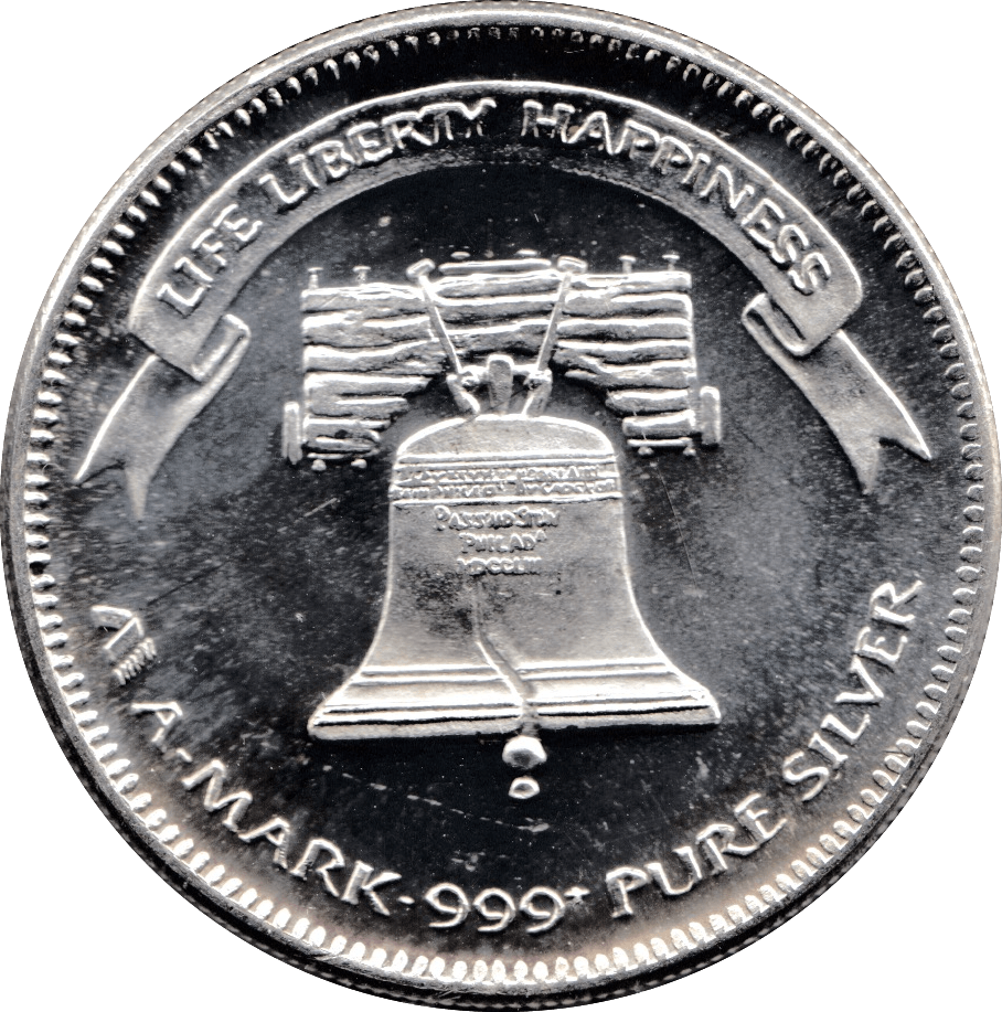 1984 A-MARK TROY OUNCE SILVER LIFE LIBERTY HAPPINESS USA REF 2 - SILVER WORLD COINS - Cambridgeshire Coins