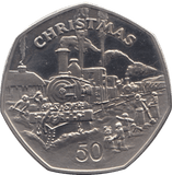 1984 CHRISTMAS PROOF 50P STEAM LOCOMOTIVE ISLE OF MAN - 50P CHRISTMAS - Cambridgeshire Coins