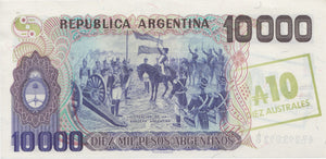 1985 10 AUSTRALES OVERPRINT ARGENTINA REF 546 - World Banknotes - Cambridgeshire Coins