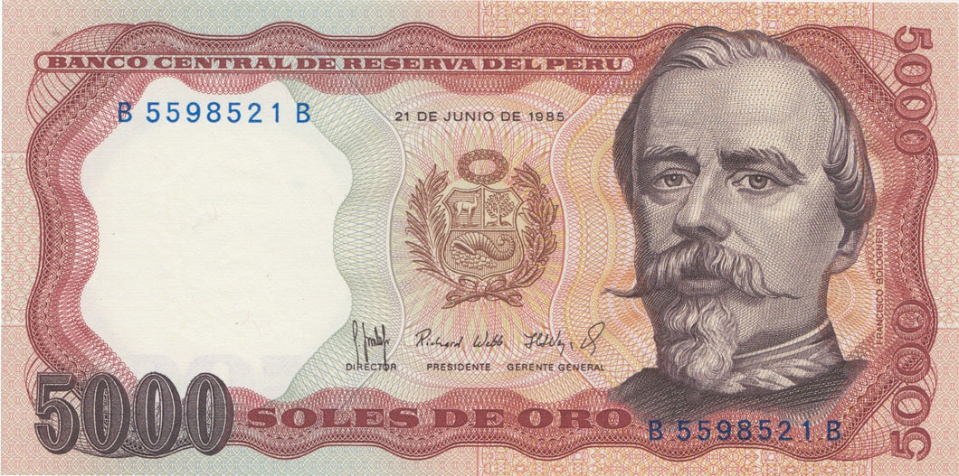 1985 5000 ORO BANKNOTE PERU REF 1073 - World Banknotes - Cambridgeshire Coins