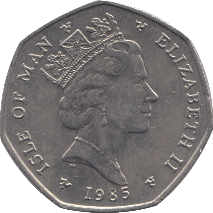1985 CHRISTMAS 50P DE HAVILAND PLANE ISLE OF MAN - 50P CHRISTMAS - Cambridgeshire Coins