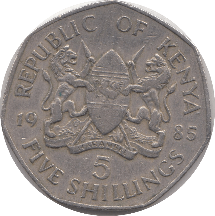 1985 FIVE SHILLINGS KENYA - WORLD COINS - Cambridgeshire Coins