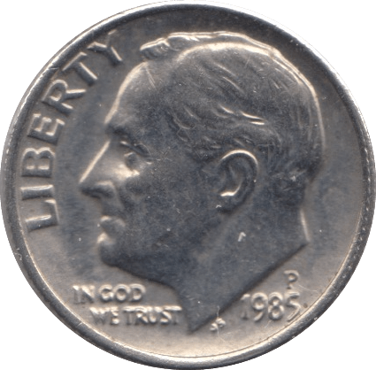 1985 ONE DIME USA PHILADELPHIA MINT - SILVER WORLD COINS - Cambridgeshire Coins