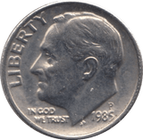 1985 ONE DIME USA PHILADELPHIA MINT - SILVER WORLD COINS - Cambridgeshire Coins