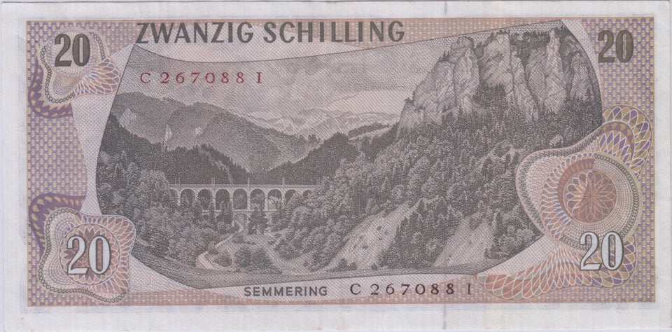 1986 20 SCHILLING AUSTRIAN BANKNOTE REF 1463 - World Banknotes - Cambridgeshire Coins