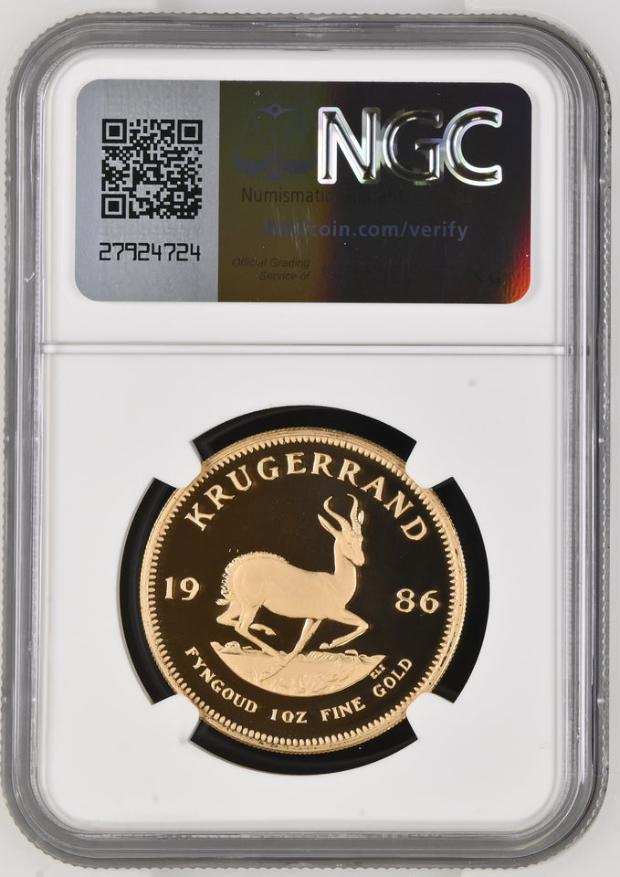 1986 GOLD PROOF KRUGERRAND NGC 69 ULTRA CAMEO - NGC CERTIFIED COINS - Cambridgeshire Coins