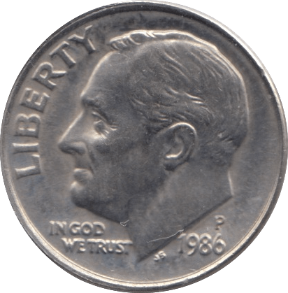 1986 ONE DIME USA PHILADELPHIA MINT - SILVER WORLD COINS - Cambridgeshire Coins