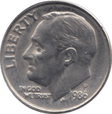 1986 ONE DIME USA PHILADELPHIA MINT - SILVER WORLD COINS - Cambridgeshire Coins