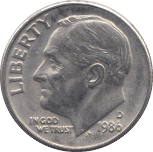 1986 ONE DIME USA - SILVER WORLD COINS - Cambridgeshire Coins