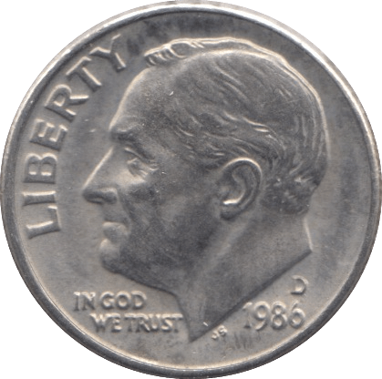 1986 ONE DIME USA - SILVER WORLD COINS - Cambridgeshire Coins