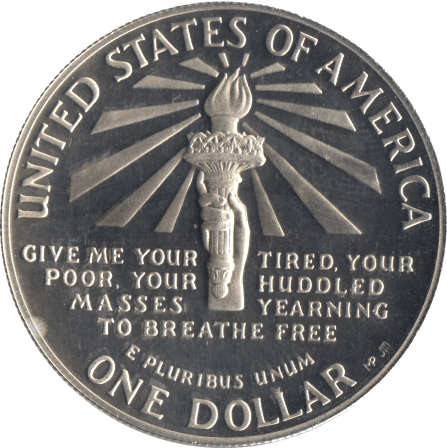 1986 SILVER PROOF DOLLAR ELLIS ISLAND USA - SILVER WORLD COINS - Cambridgeshire Coins