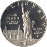 1986 SILVER PROOF DOLLAR ELLIS ISLAND USA - SILVER WORLD COINS - Cambridgeshire Coins