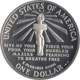 1986 SILVER PROOF DOLLAR ELLIS ISLAND USA - SILVER WORLD COINS - Cambridgeshire Coins