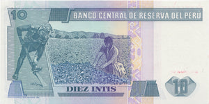 1987 10 INTIS BANKNOTE PERU REF 1076 - World Banknotes - Cambridgeshire Coins