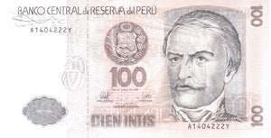 1987 100 INITS BANCO DE PERU PERU BANKNOTE REF 148 - WORLD BANKNOTES - Cambridgeshire Coins