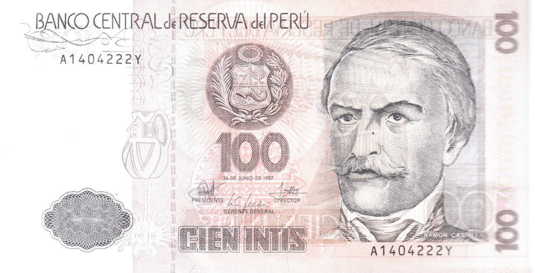 1987 100 INITS BANCO DE PERU PERU BANKNOTE REF 150 - WORLD BANKNOTES - Cambridgeshire Coins
