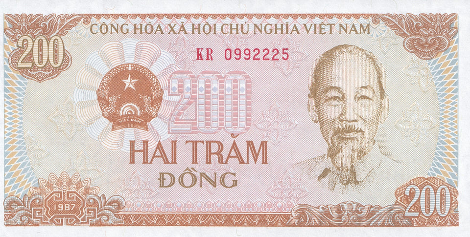 1987 200 DONG BANKNOTE NORTH VIETNAM REF 1119 - World Banknotes - Cambridgeshire Coins