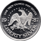 1987 A-MARK TROY OUNCE SILVER LIFE LIBERTY HAPPINESS USA - SILVER WORLD COINS - Cambridgeshire Coins