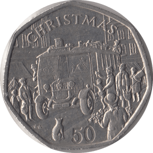 1987 CHRISTMAS 50P THORNEYCROFT BUS ISLE OF MAN - 50P CHRISTMAS COINS - Cambridgeshire Coins