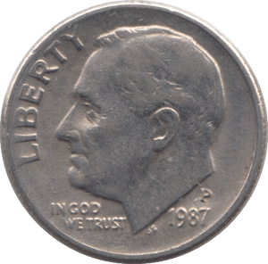 1987 ONE DIME USA PHILADELPHIA MINT - SILVER WORLD COINS - Cambridgeshire Coins