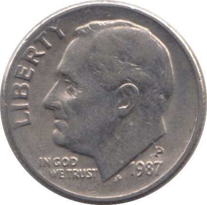 1987 ONE DIME USA PHILADELPHIA MINT - SILVER WORLD COINS - Cambridgeshire Coins