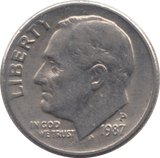 1987 ONE DIME USA PHILADELPHIA MINT - SILVER WORLD COINS - Cambridgeshire Coins