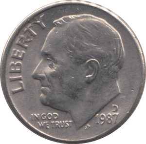 1987 ONE DIME USA - SILVER WORLD COINS - Cambridgeshire Coins