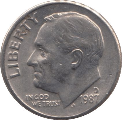 1987 ONE DIME USA - SILVER WORLD COINS - Cambridgeshire Coins